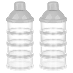 Accmor formula dispenser on the go with four stackable compartments.