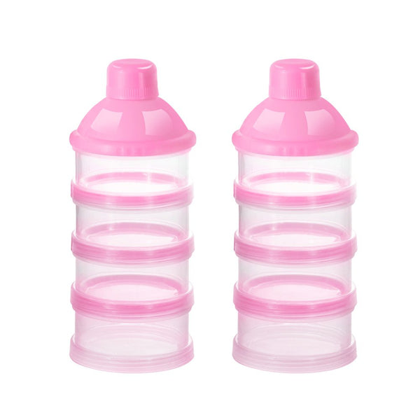 Accmor formula dispenser on the go showing four portions for travel-friendly feeding.