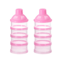 Accmor formula dispenser on the go showing four portions for travel-friendly feeding.