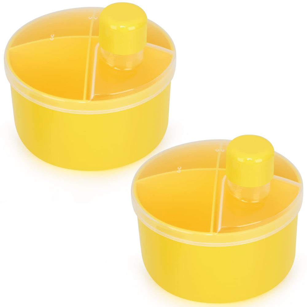 Accmor on-the-go four-compartment formula dispenser in yellow for travel.