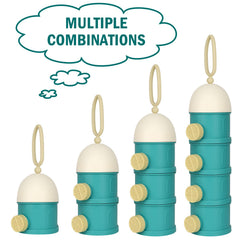 Accmor formula dispenser opened to reveal compartments for measured powder on outings.