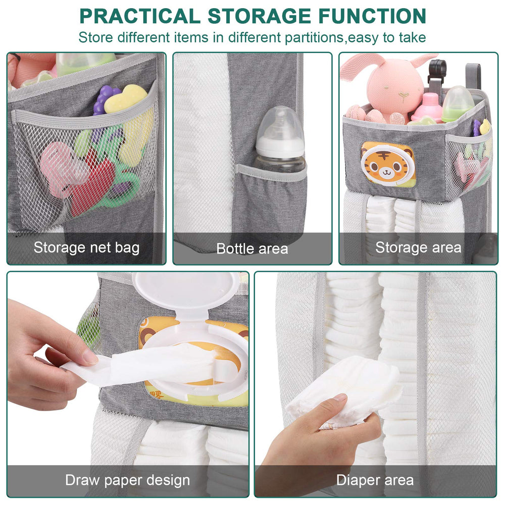 Accmor hanging diaper caddy large bottom pouch stores diapers and wipes