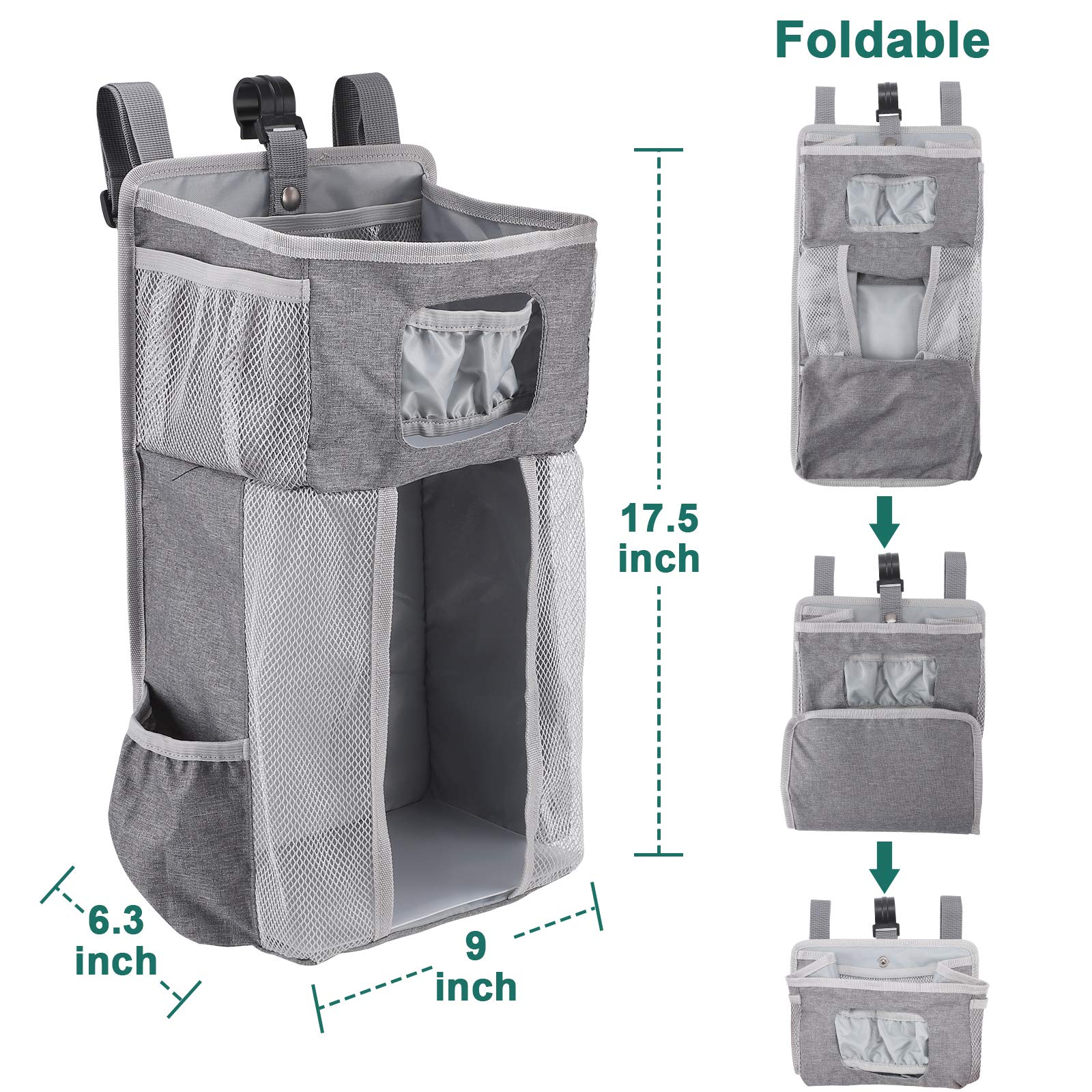 Accmor hanging diaper caddy with oxford fabric for durable, easy-clean storage