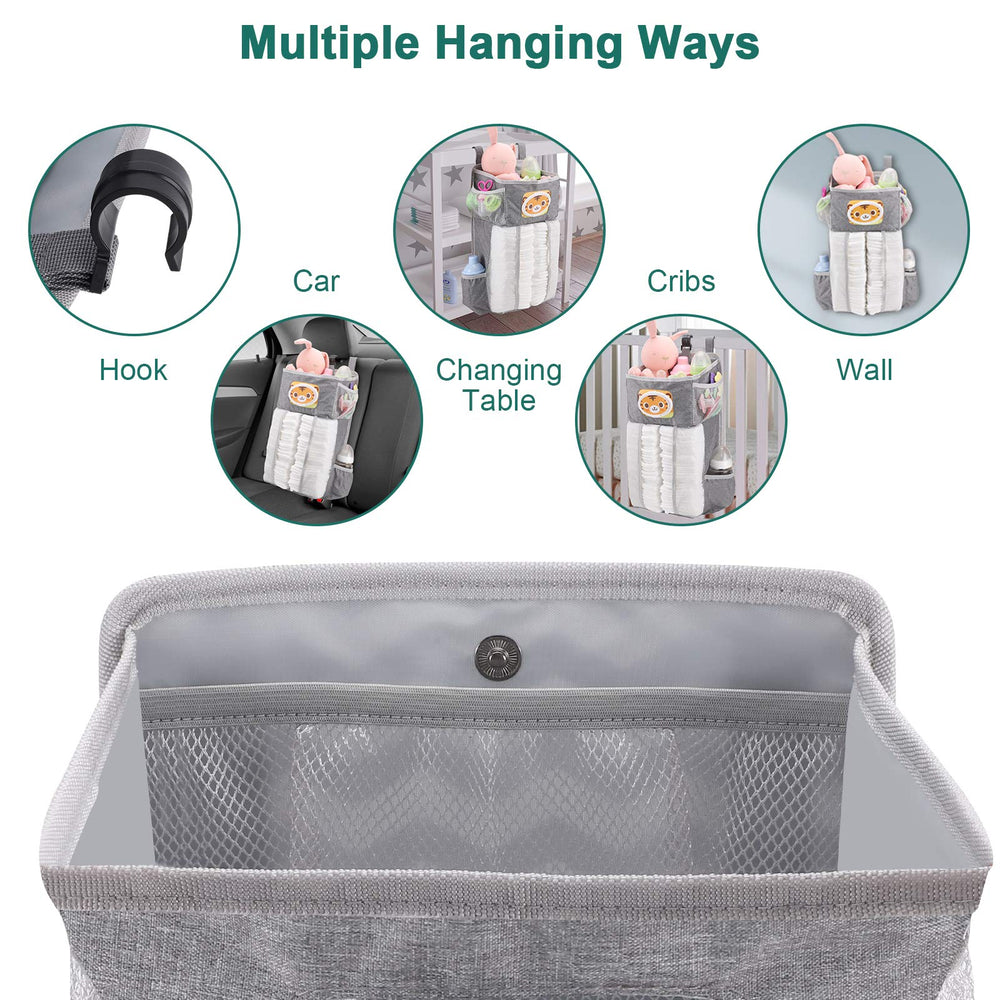 Accmor hanging diaper caddy side bottle pockets for bottles and sippy cups