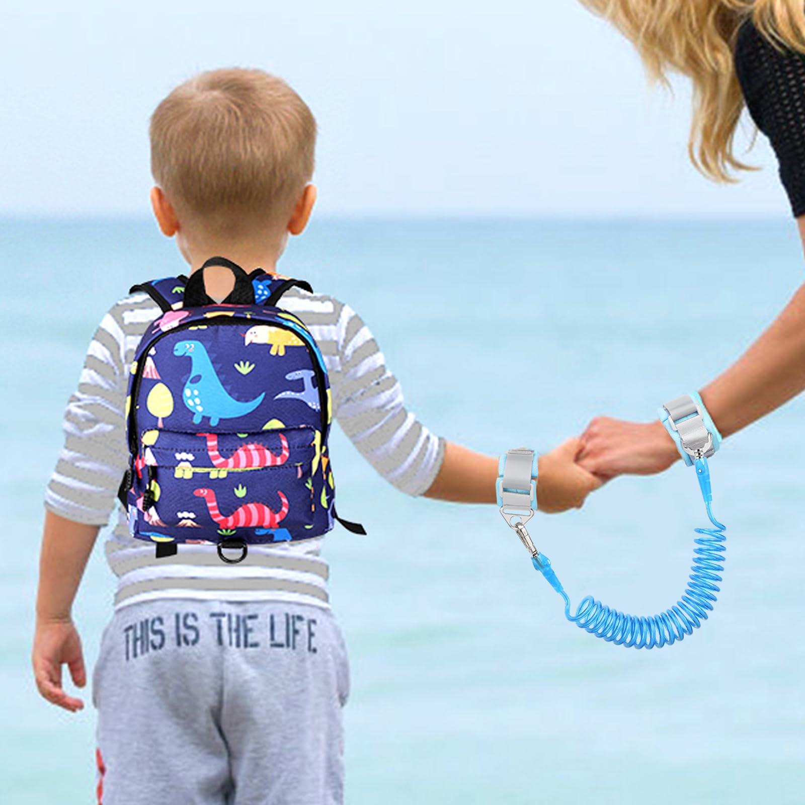 Accmor backpack worn by a child in a park, ideal for travel and crowded spaces.
