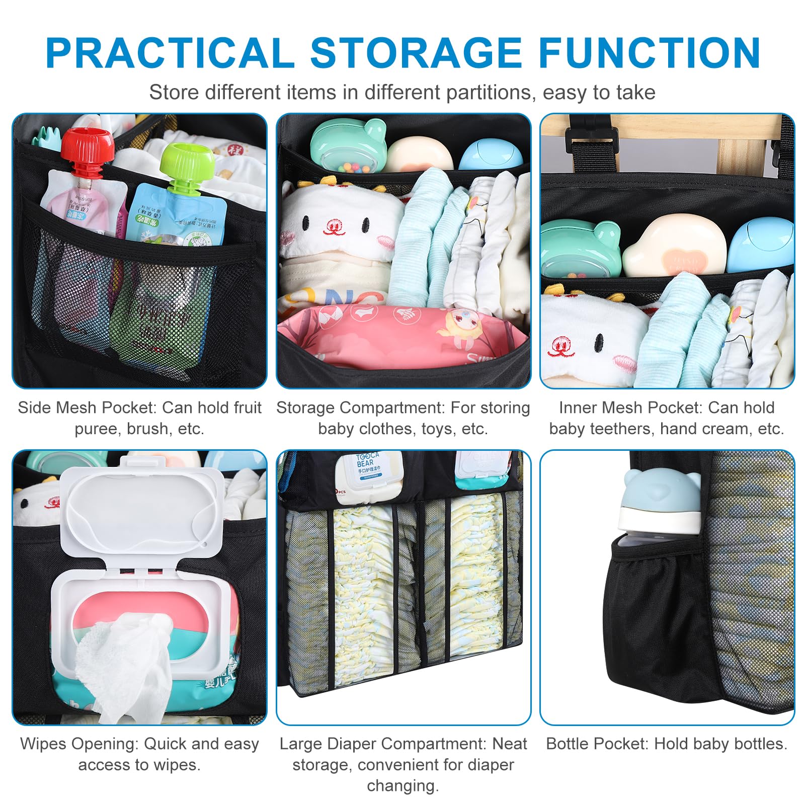 Accmor large diaper compartments for bulk diaper storage