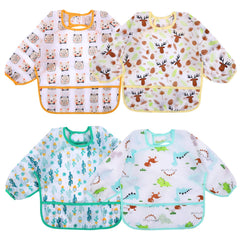 Accmor long-sleeve bib on baby for maximum spill protection during meals.
