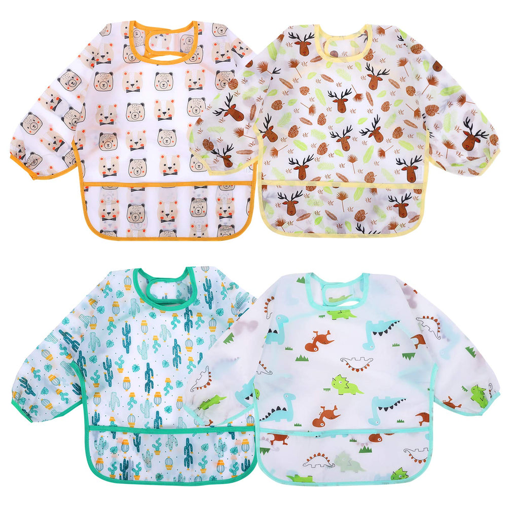 Accmor long sleeve bibs pack front view for mess-free meals.