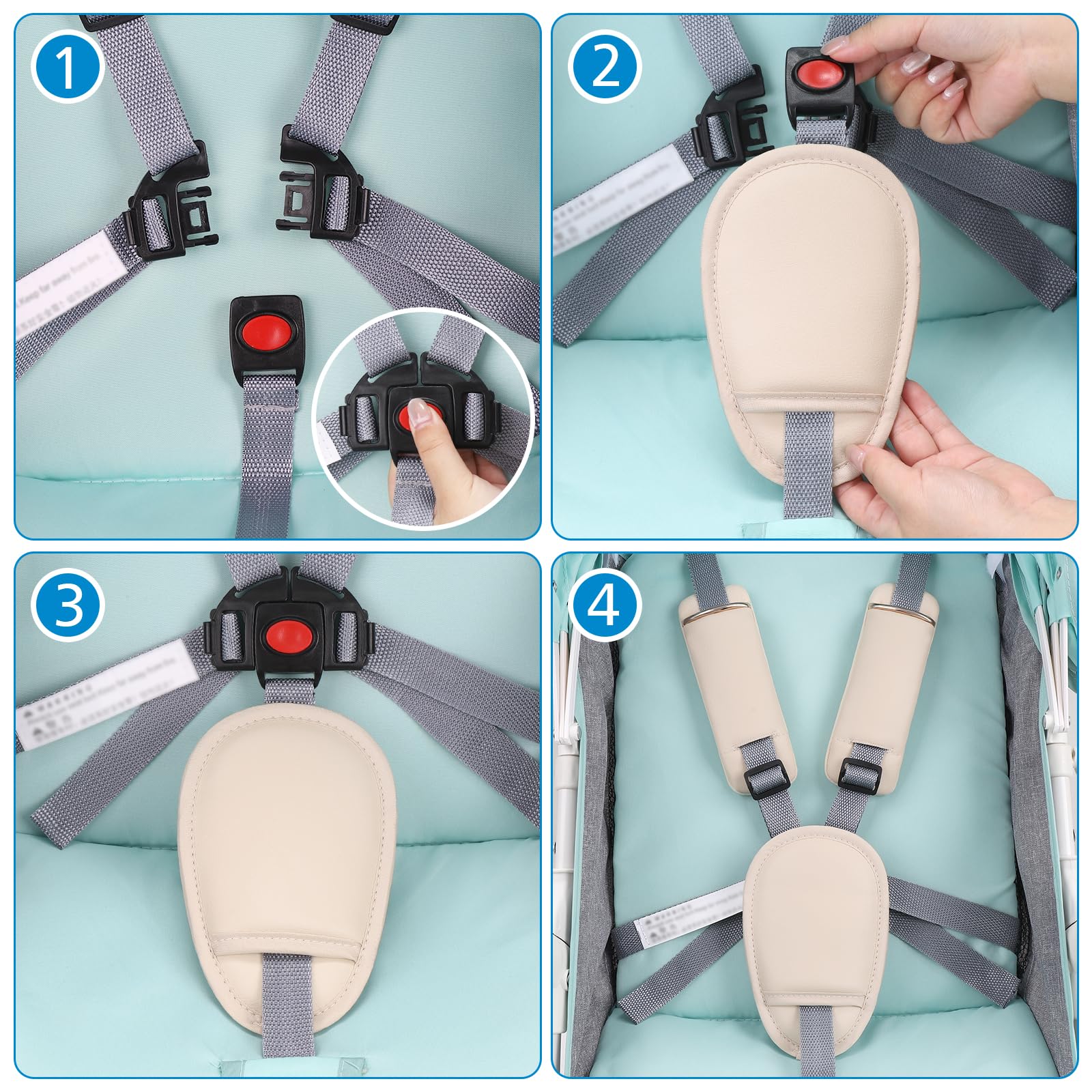Accmor multi-use baby strap pad suitable for car seats, carriers, and strollers.