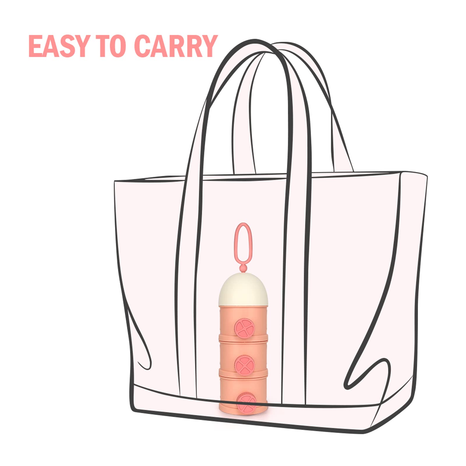 Accmor versatile container for formula, snacks, and baby foods.