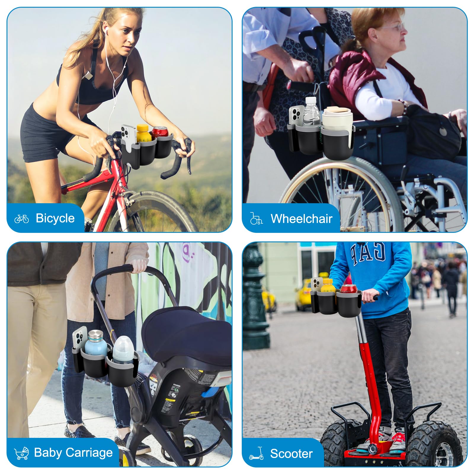 Accmor multi-use cup holder for walker, wheelchair, scooter and more.