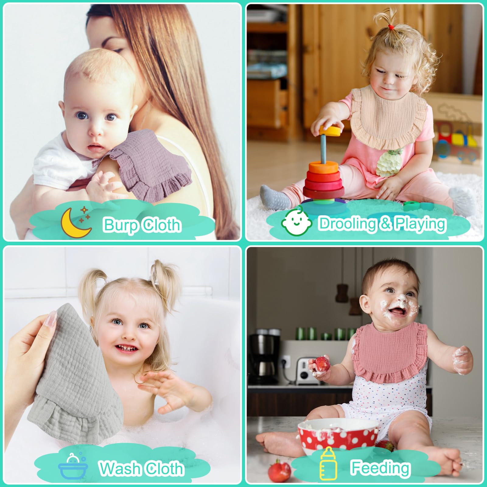 Accmor muslin bibs high absorption during teething drool moments