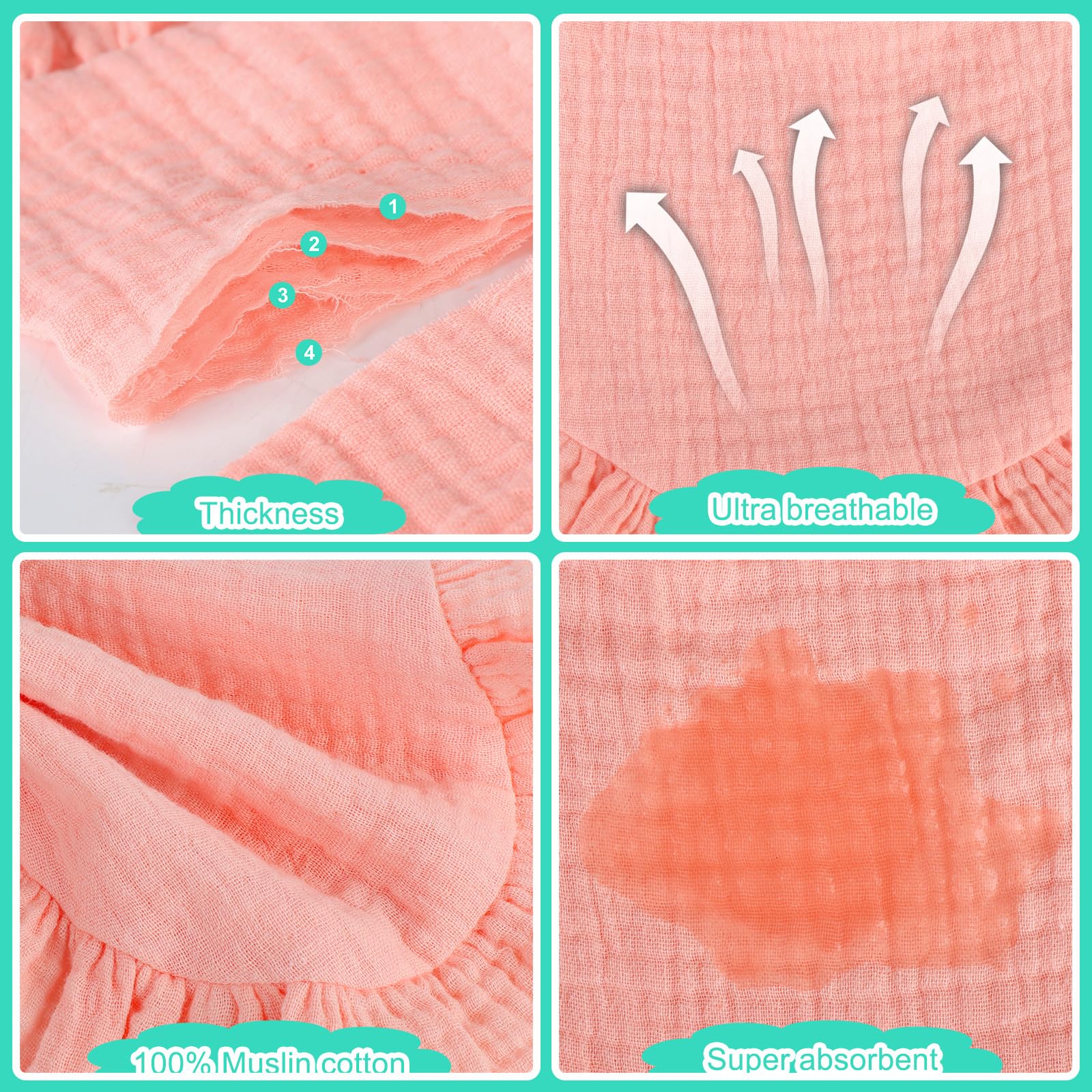 Accmor muslin bibs closeup texture highlighting breathable cotton