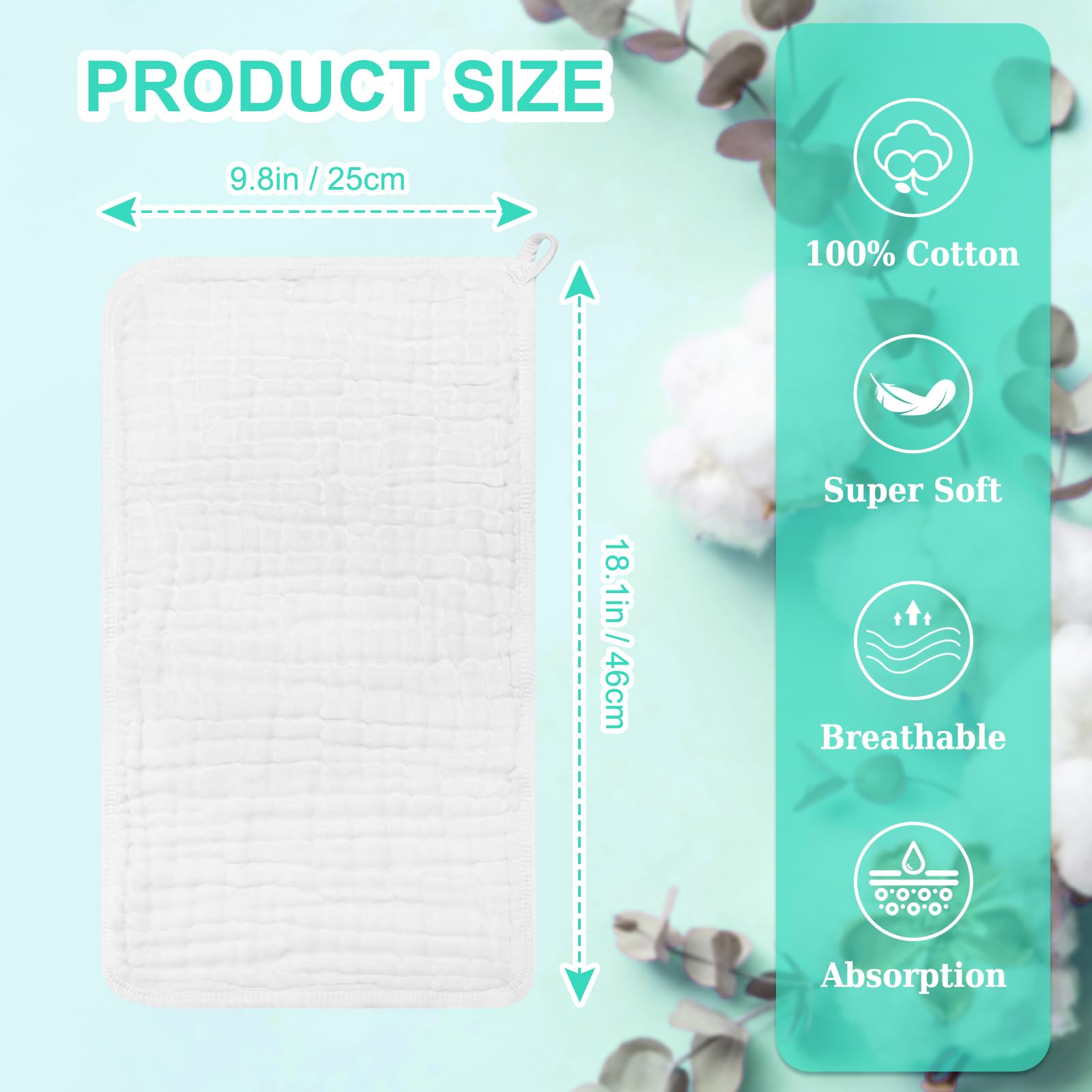Accmor muslin burp cloths with 6-layer absorbent fabric catching spills quickly