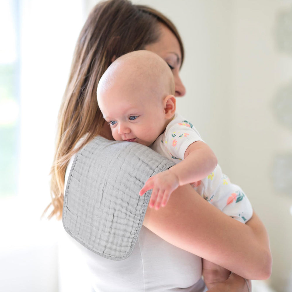 Accmor burp cloths feature six absorbent layers for quick liquid handling.