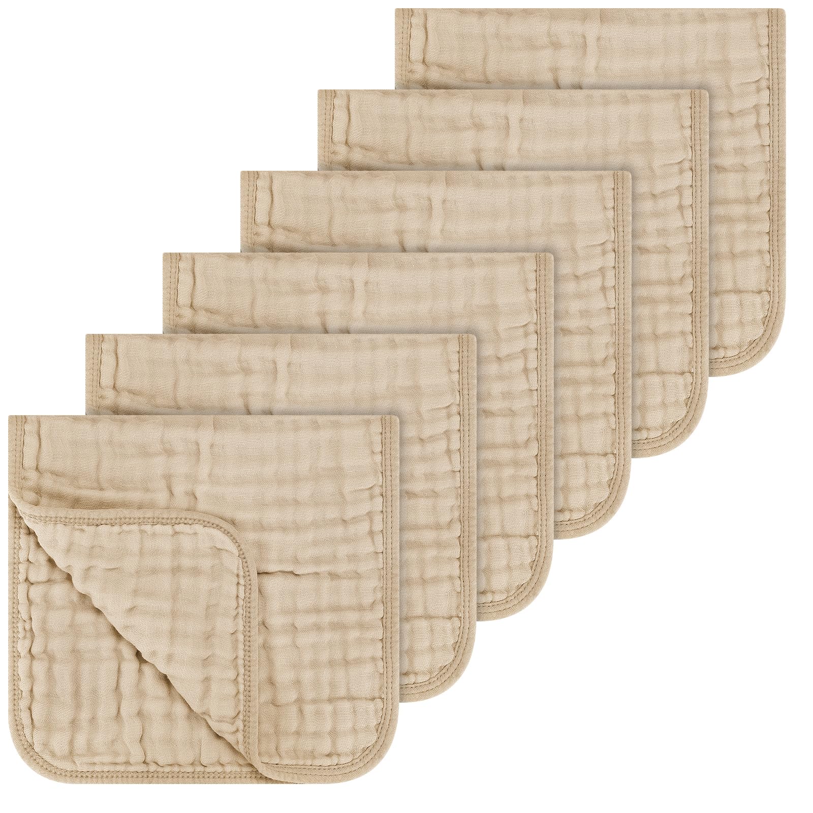 Accmor six-pack muslin burp cloths in front view showing generous coverage
