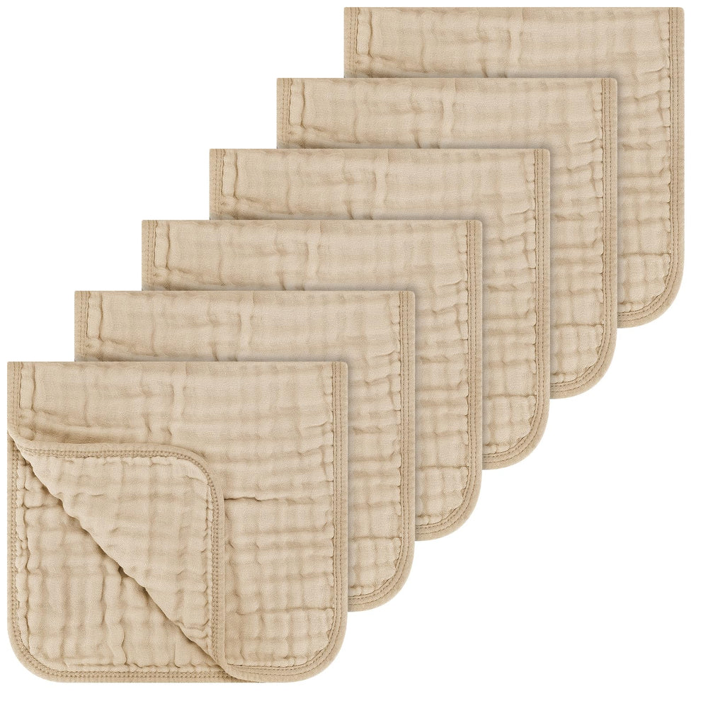 Accmor six-pack muslin burp cloths in front view showing generous coverage