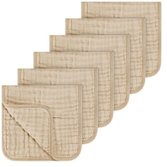 Accmor six-pack muslin burp cloths in front view showing generous coverage