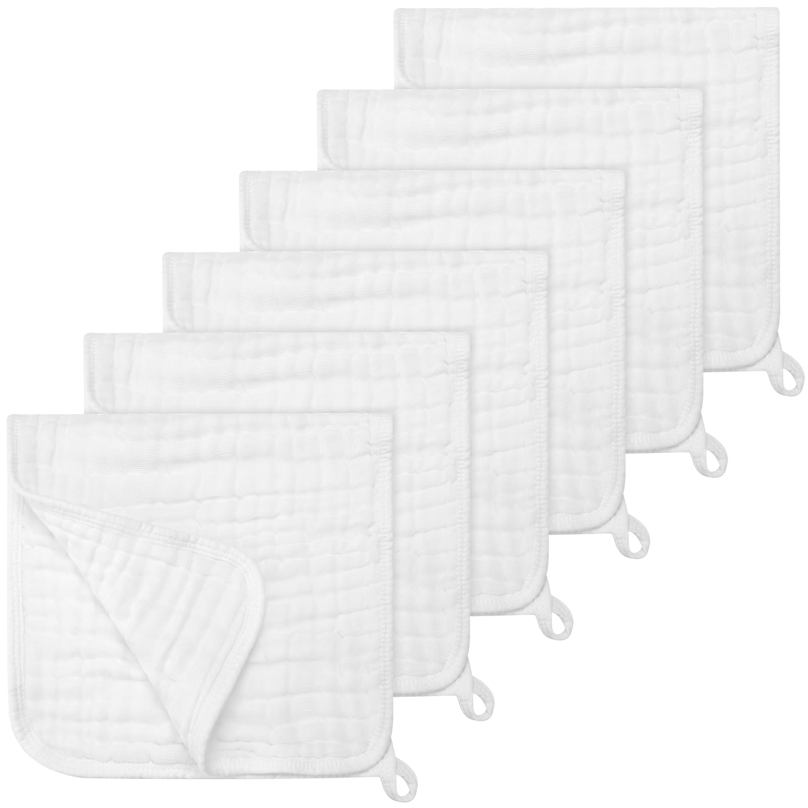 Accmor muslin burp cloths 6-pack laid out for protection during feeding, soft and absorbent