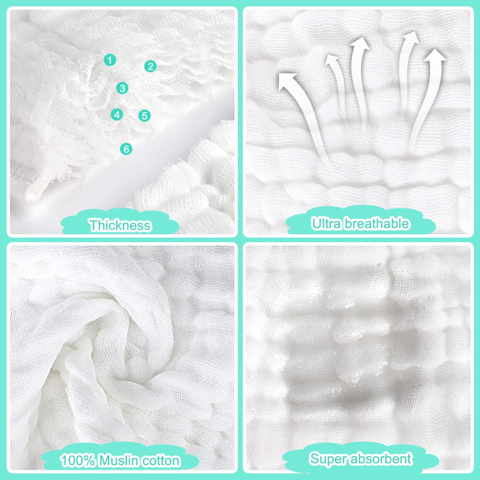 Accmor muslin burp cloths are machine washable for easy cleaning