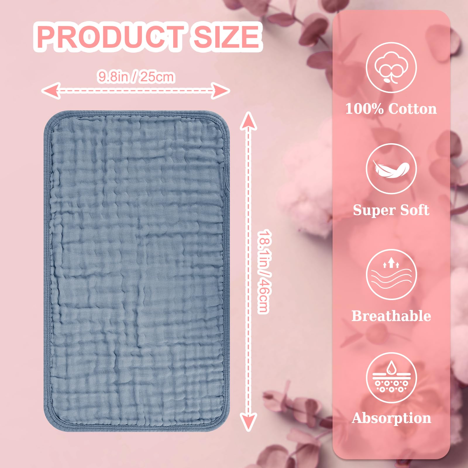 Accmor muslin burp cloths machine-washable close view for easy care.