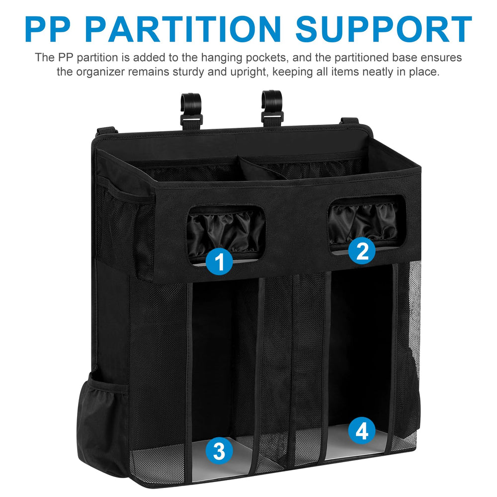 Accmor open-top pockets provide quick access to wipes during changes