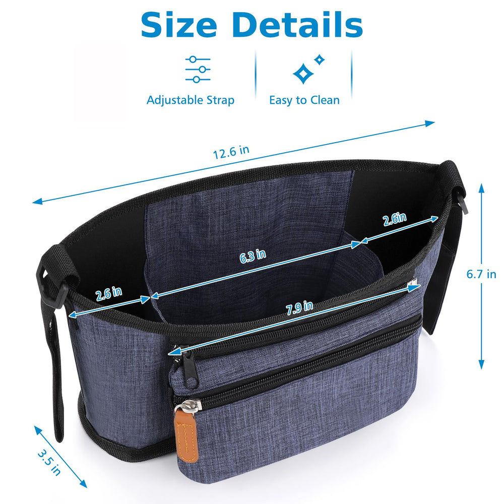 Accmor stroller organizer mounted on a stroller for organized on-the-go parenting