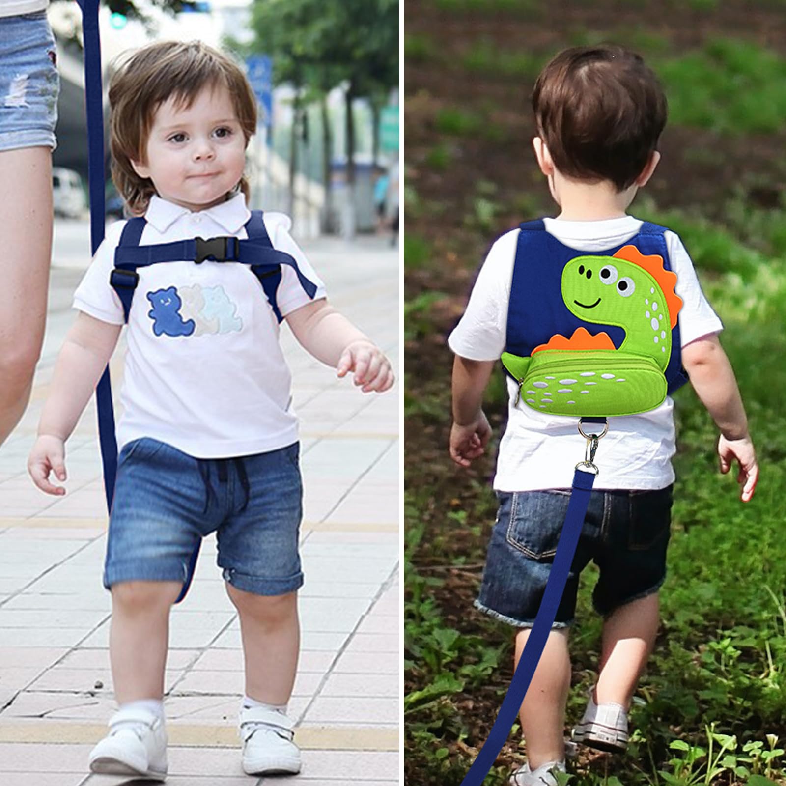 Accmor dinosaur-design harness ideal for outdoor travel with kids.
