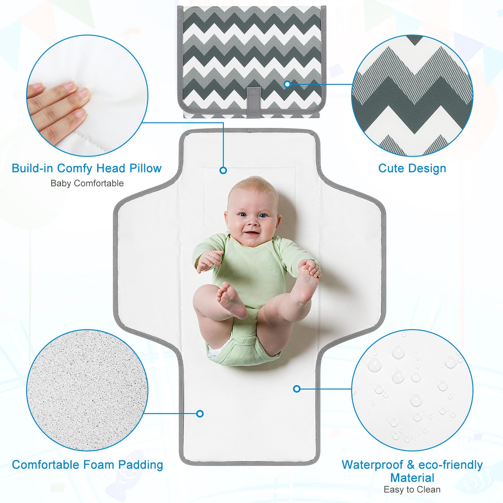 Accmor changing pad unfolded to reveal large 25.5 by 13.5 inch area