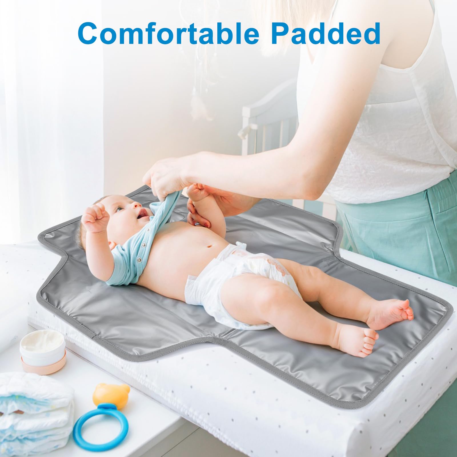 Accmor waterproof and skin-friendly surface stays clean during diaper changes.