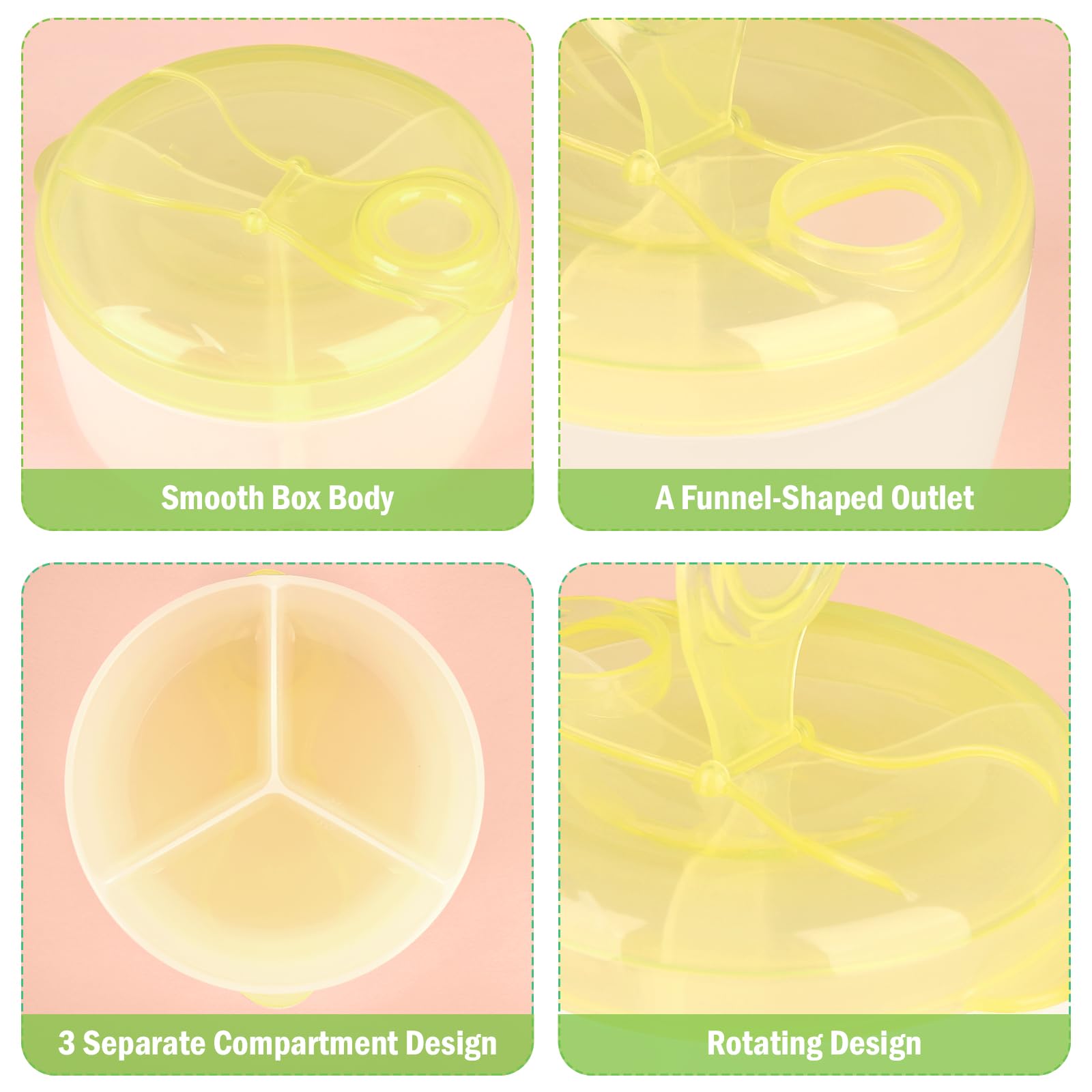 Accmor rotating cover keeps sections tidy for each feeding.