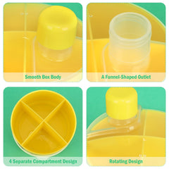 Rotating Accmor dispenser with secure seals for powder storage during trips.