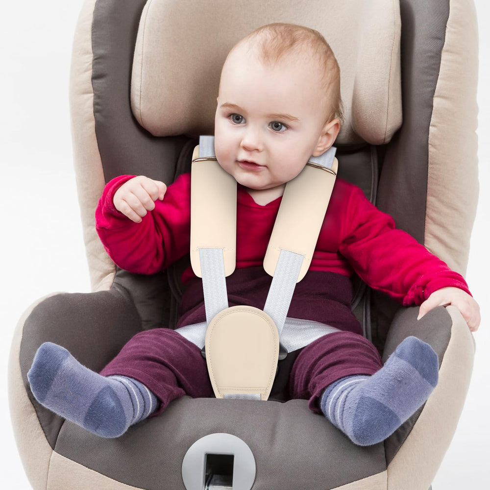 Accmor soft PU leather seat belt cover adds comfort during long drives.