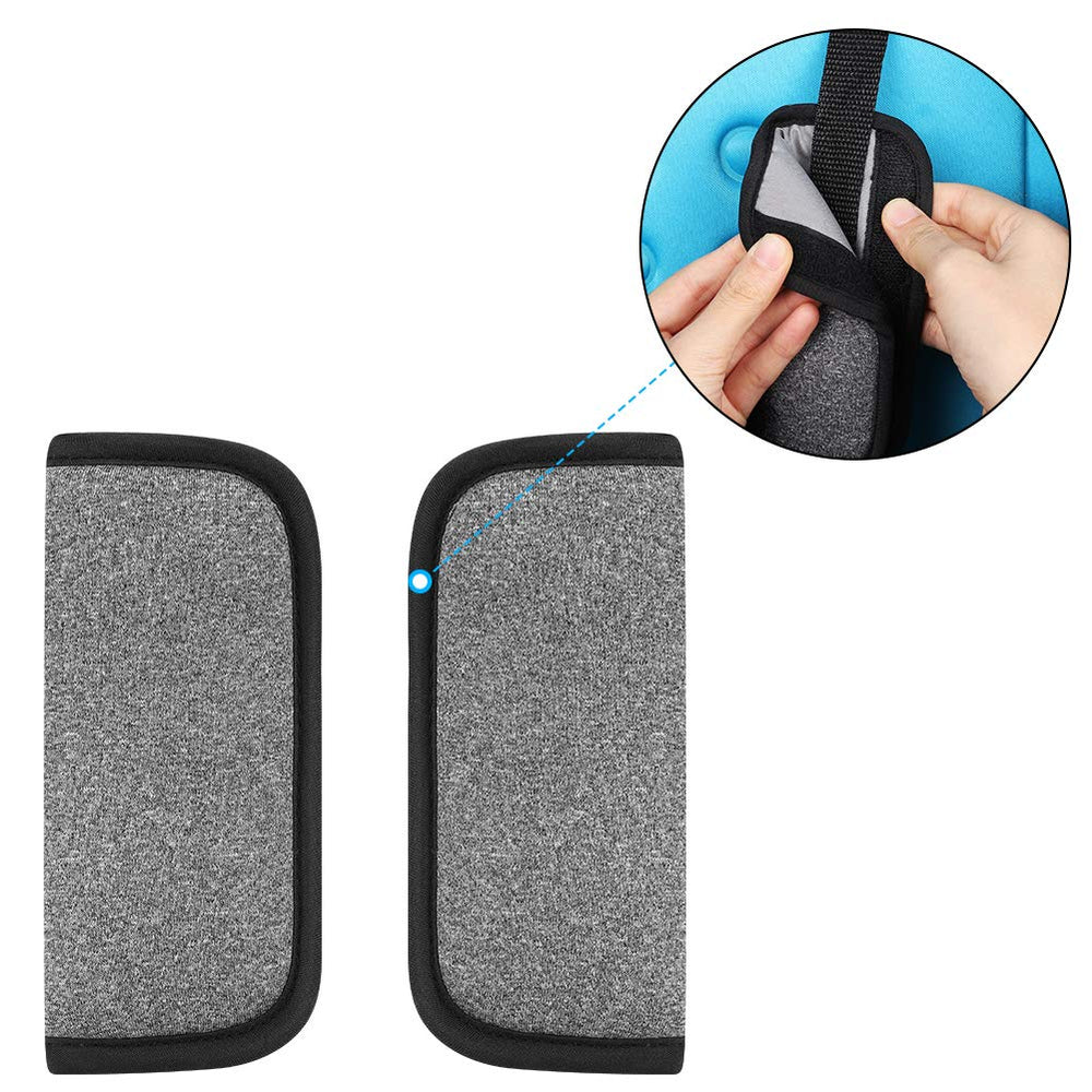 Accmor soft seat belt covers on stroller illustrate gentle hip support.