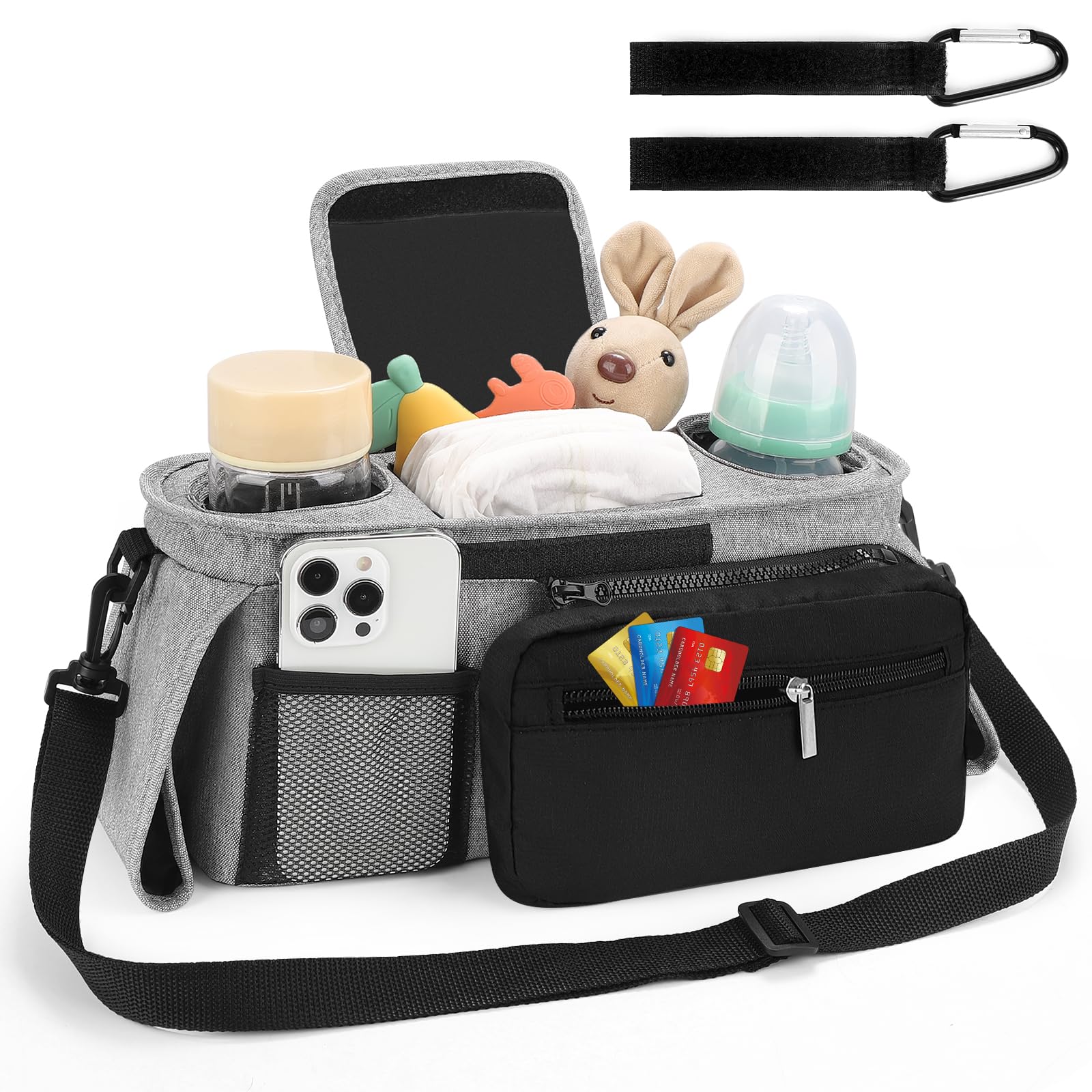 Accmor detachable phone bag keeps essentials within reach during stroller strolls.