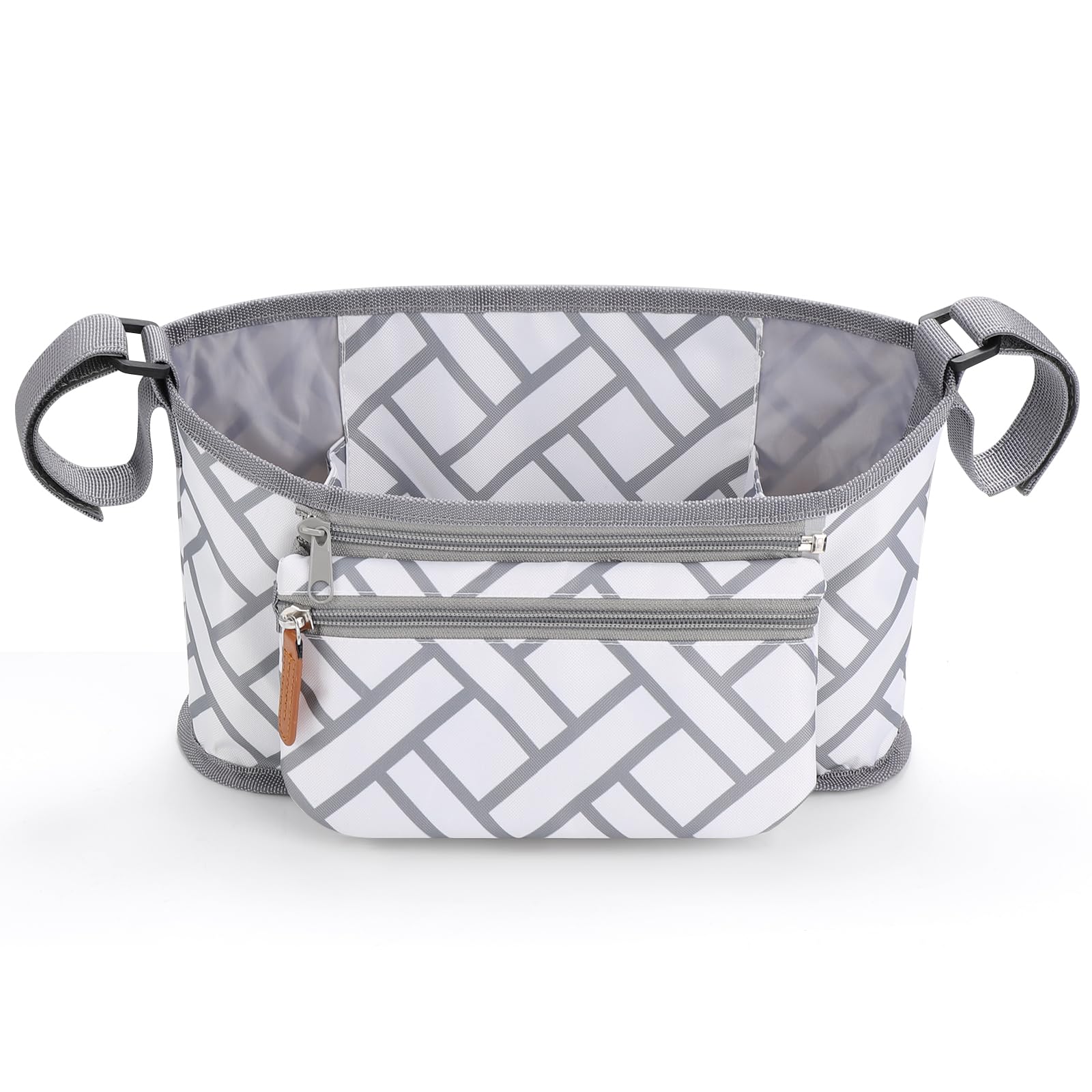 Stroller caddy with multiple compartments for organized essentials