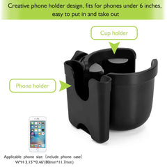 Accmor stroller cup holder with 360-degree rotating clamp for versatile positioning.