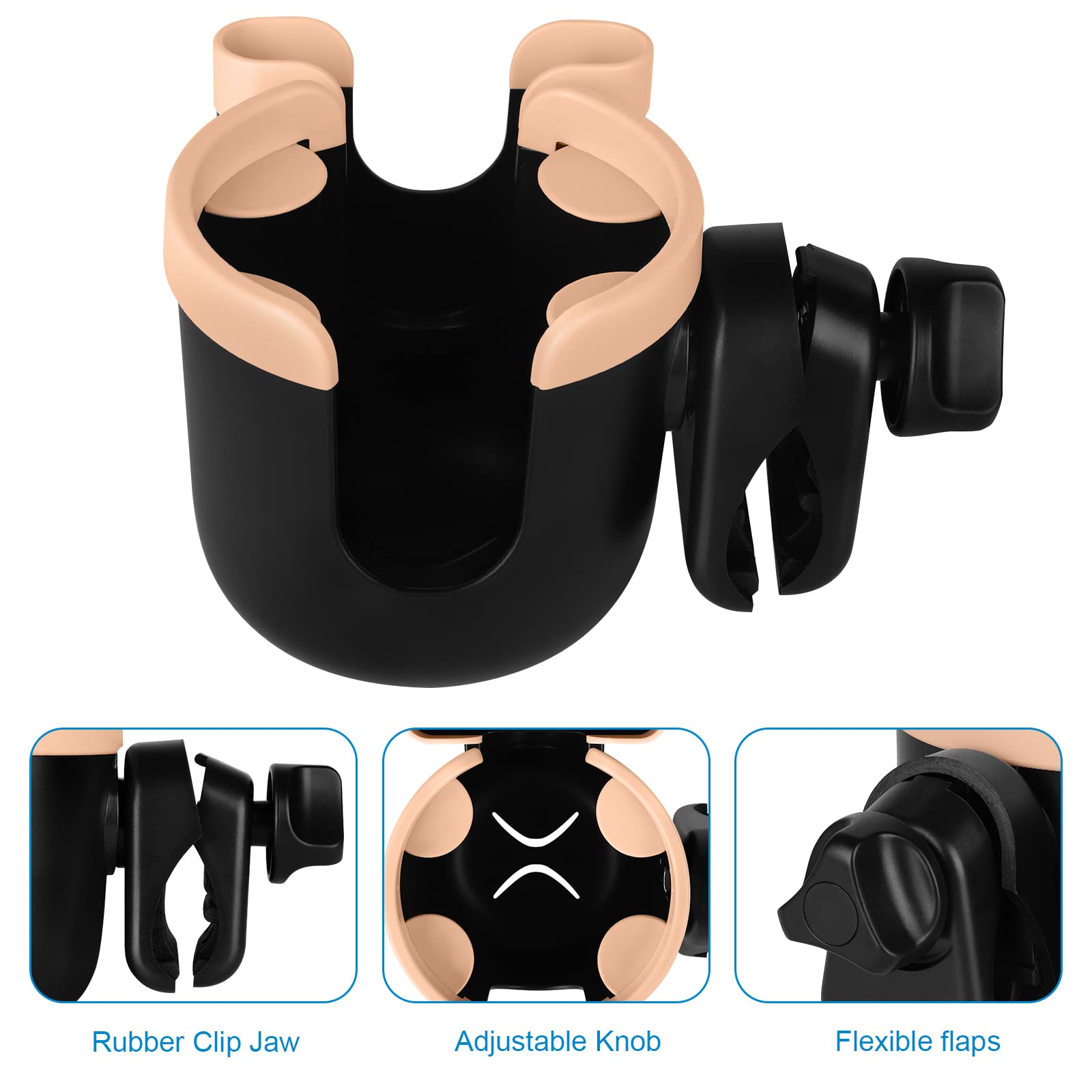 360-degree rotation clamp for flexible mounting on various bars.