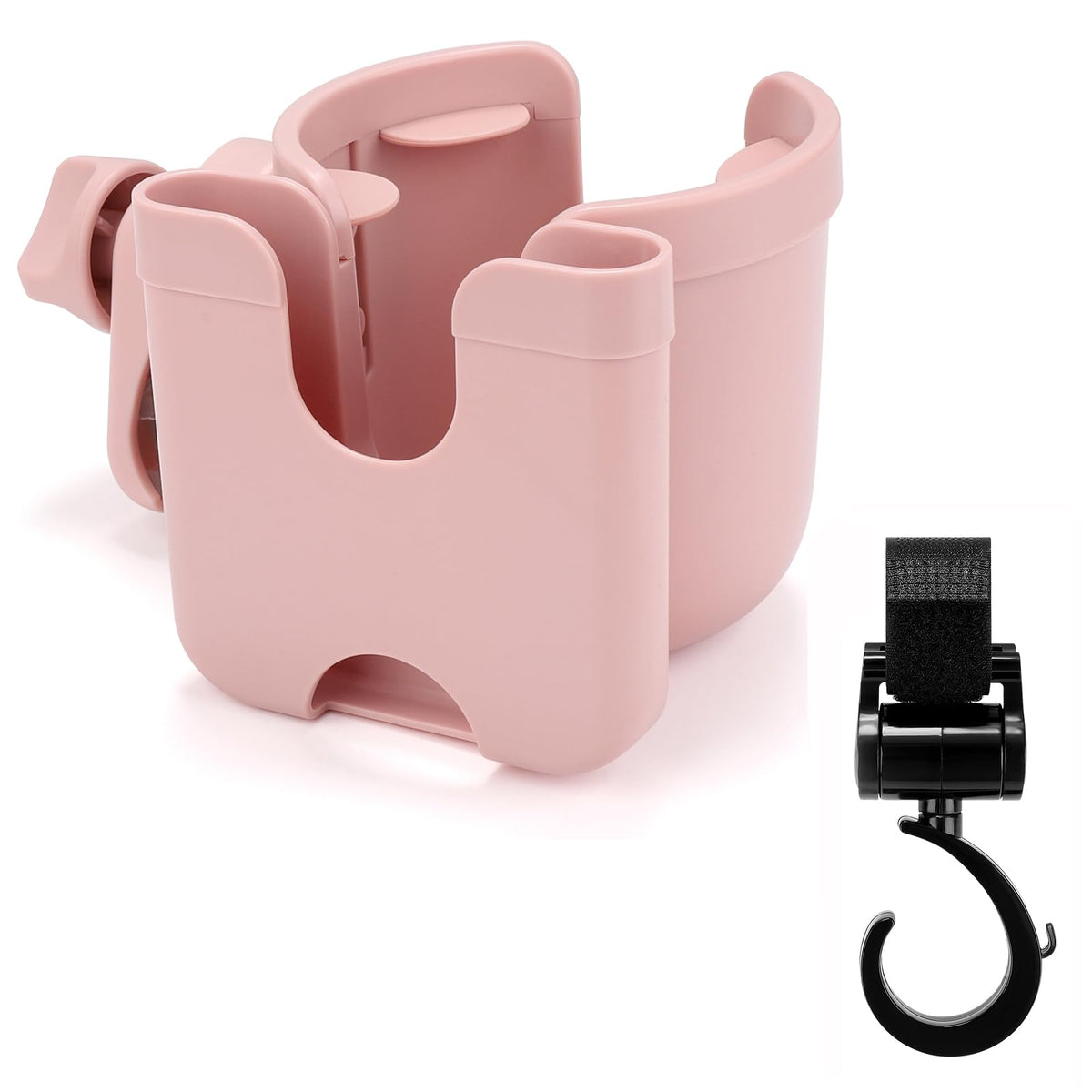 Accmor stroller cup holder with hook on handlebar keeps drinks secure on the move.
