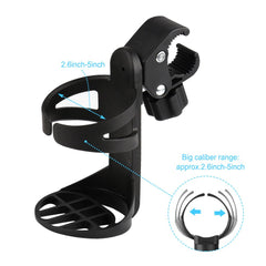 Accmor on-handlebar clip securing cup holder for quick access.