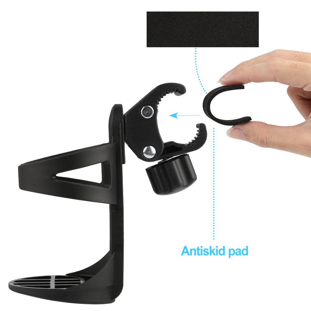 Accmor cup holder accommodates diverse cups from bottles to mugs.
