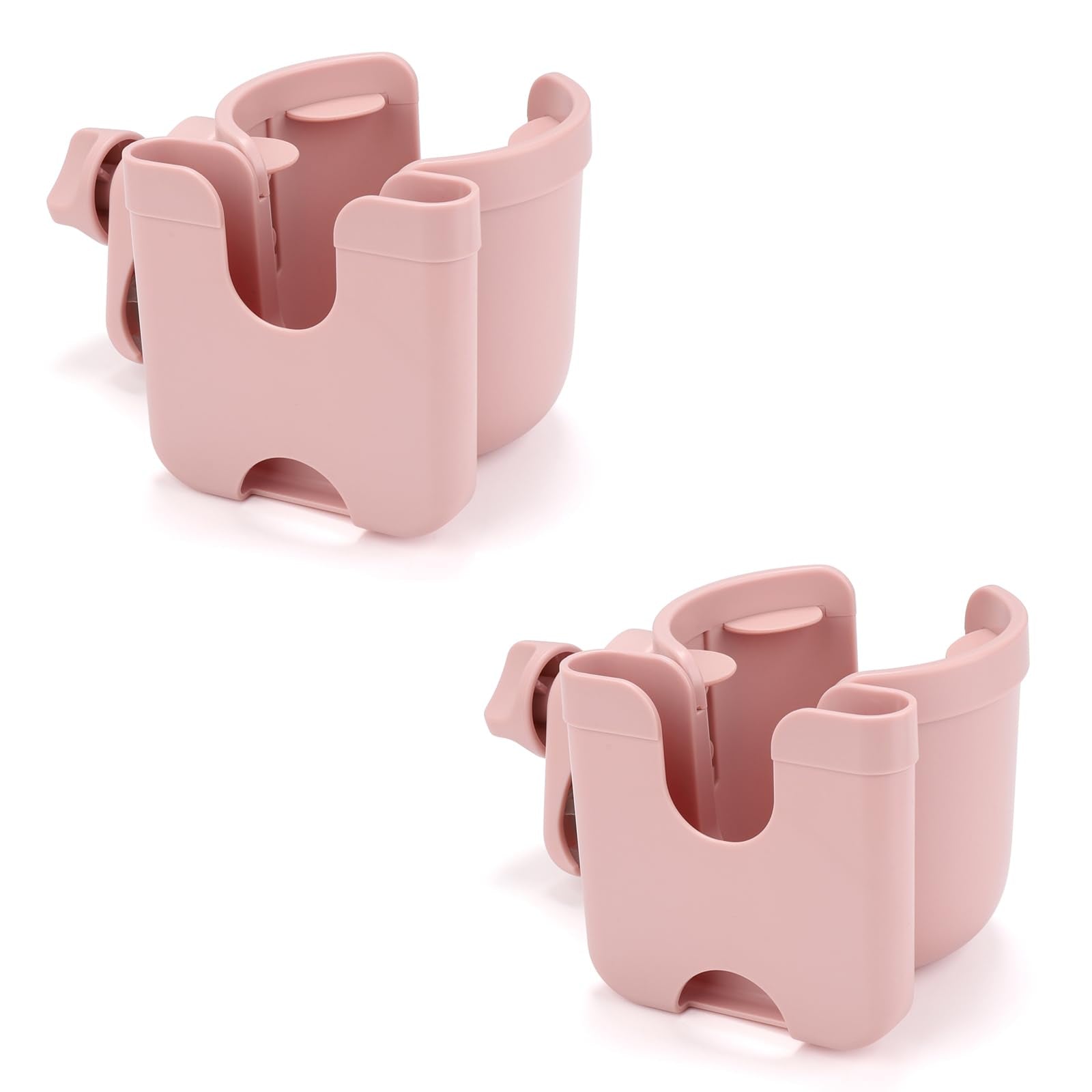 Accmor stroller cup holder with phone clip keeps drinks and phone within easy reach.
