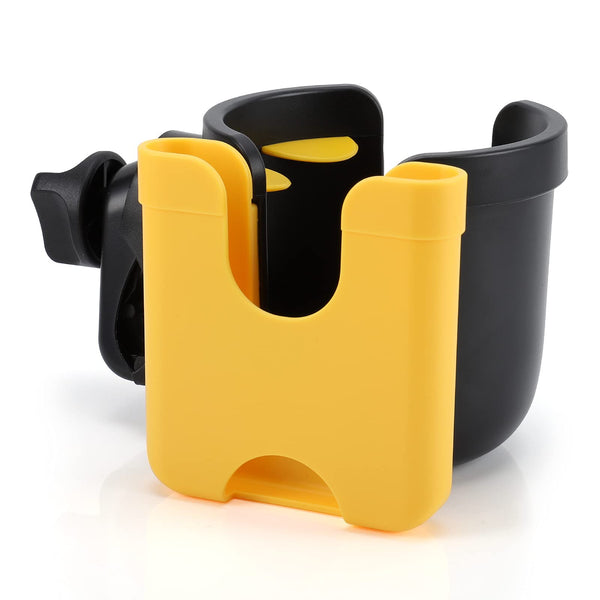 Accmor stroller cup holder with phone holder keeps drinks within reach.