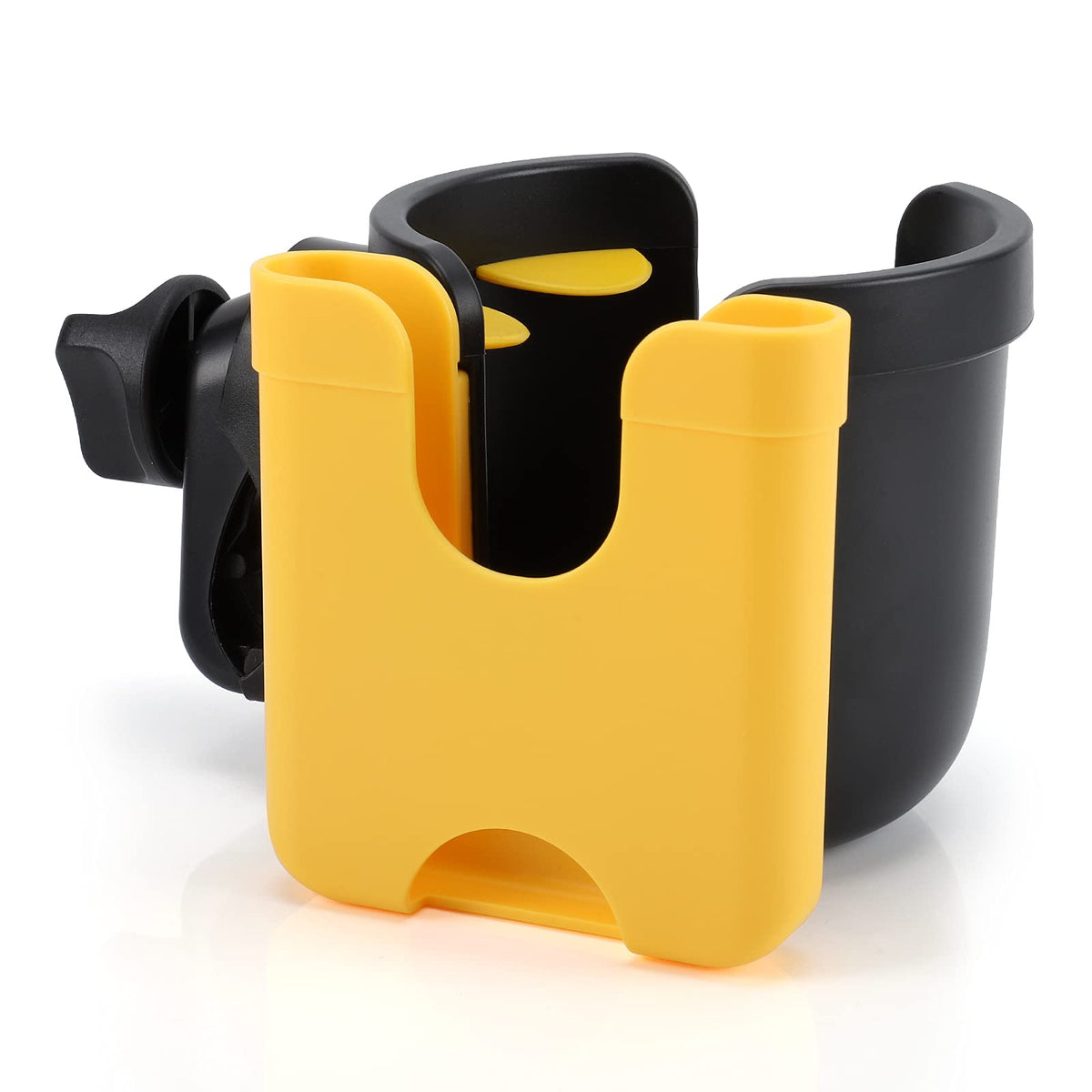 Accmor stroller cup holder with phone holder keeps drinks within reach.