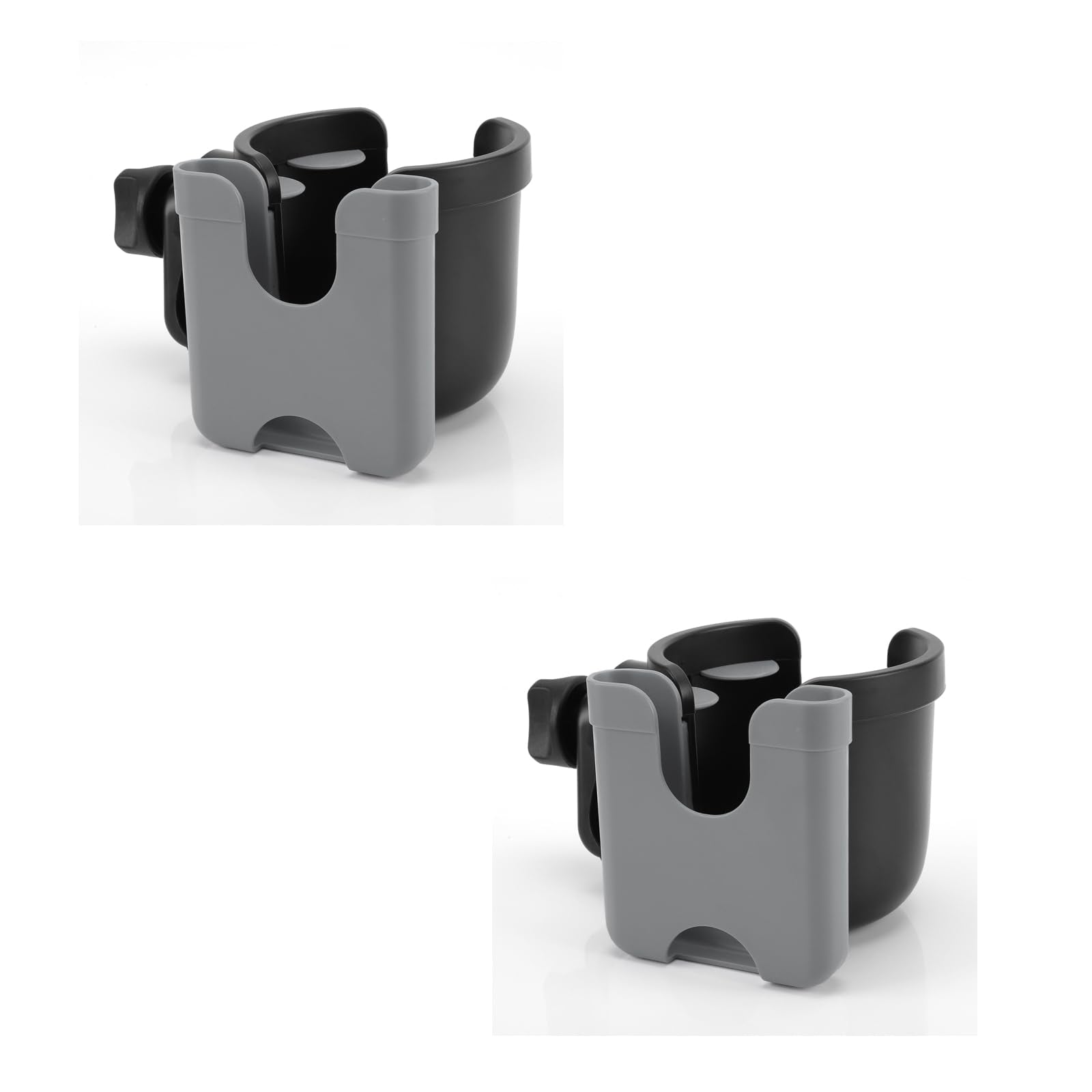 Accmor stroller cup holder with phone holder attached to a stroller handle for easy access