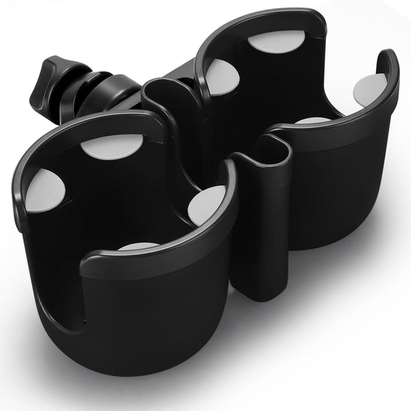 Accmor stroller cup holder with phone keeps drinks and calls within easy reach.