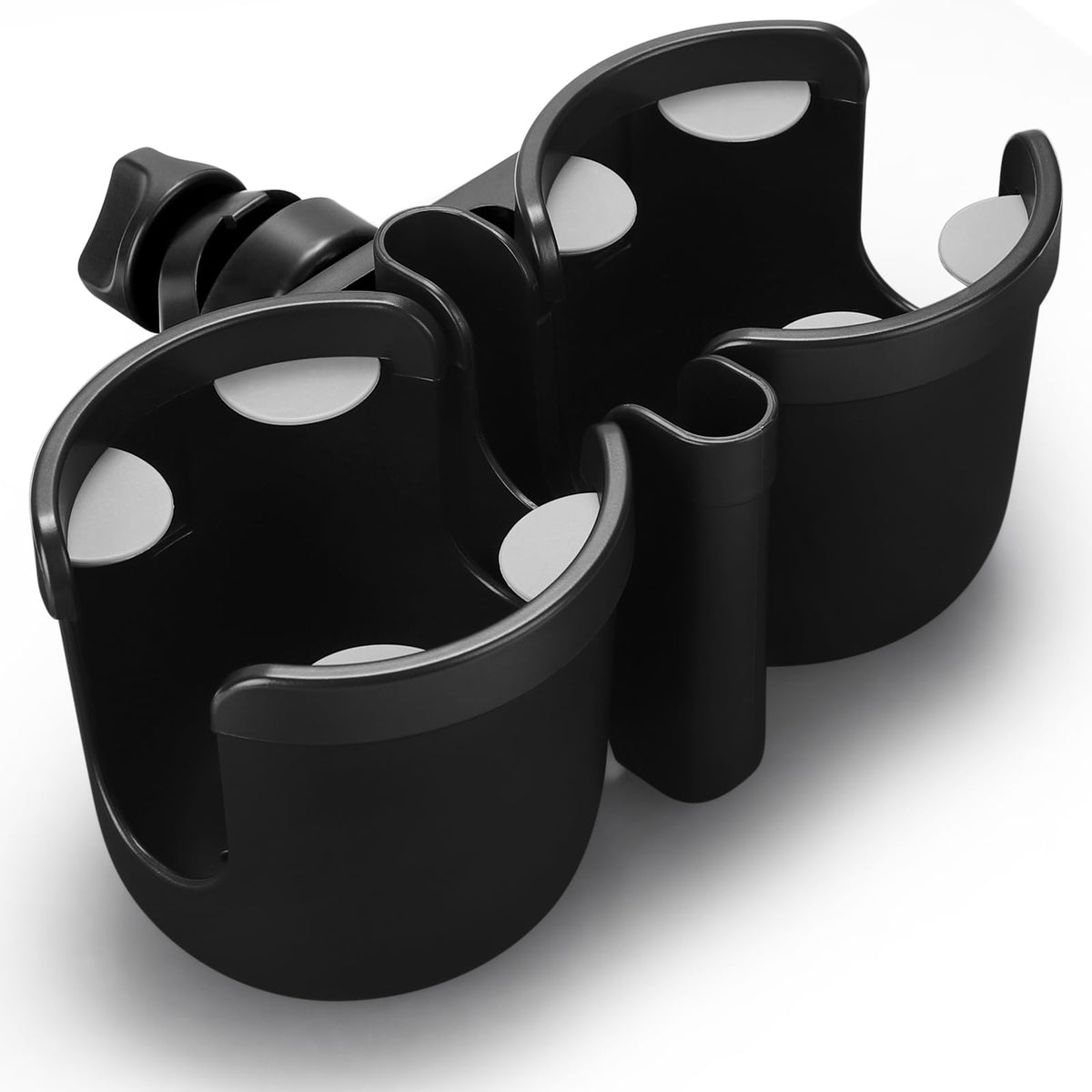 Accmor stroller cup holder with phone keeps drinks and calls within easy reach.