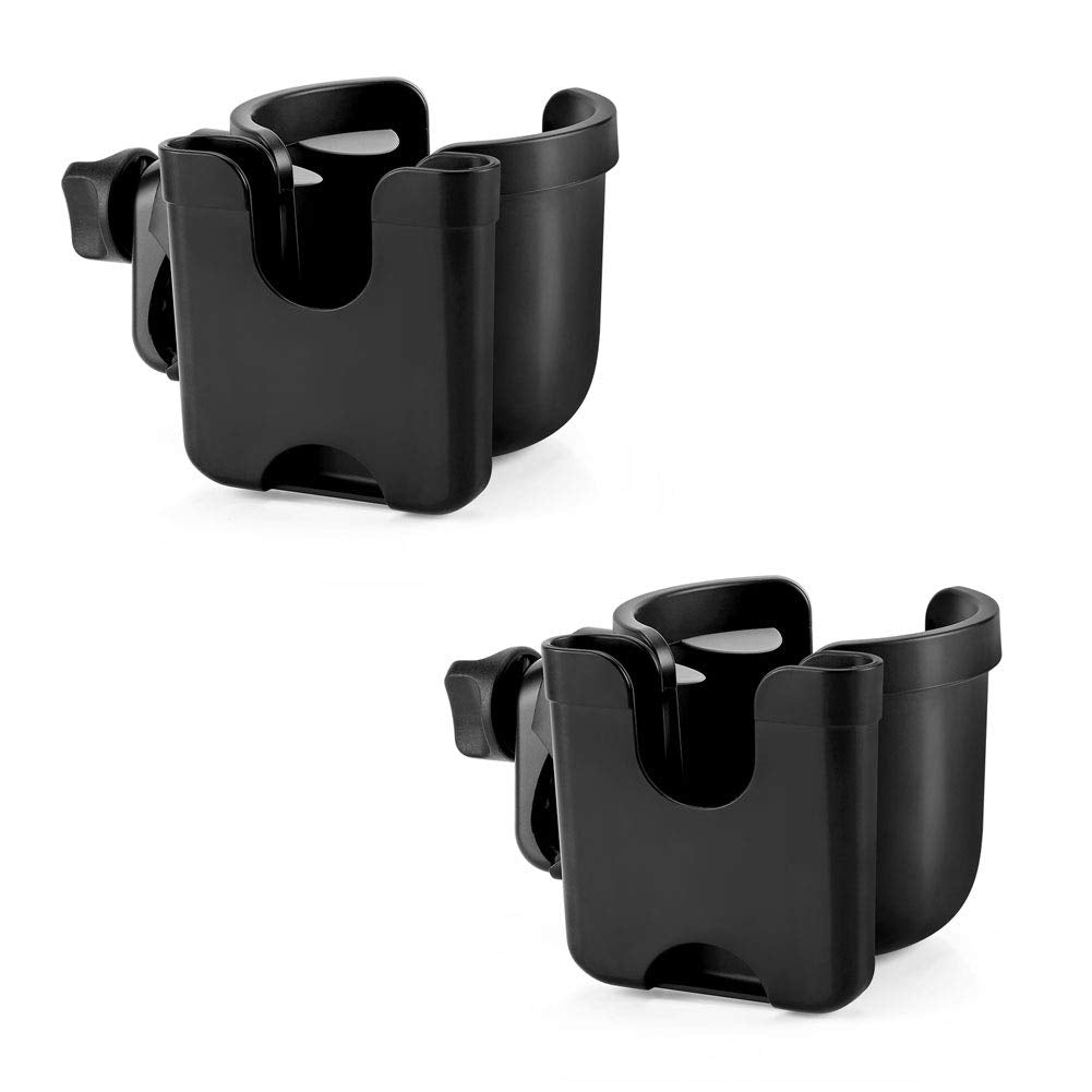 Accmor stroller cup holder with phone keeps drinks and calls within reach.