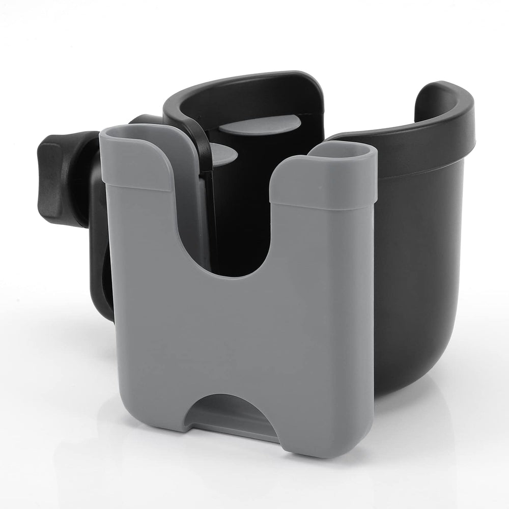 Accmor stroller cup holder with phone shows two-in-one design for drinks and calls.