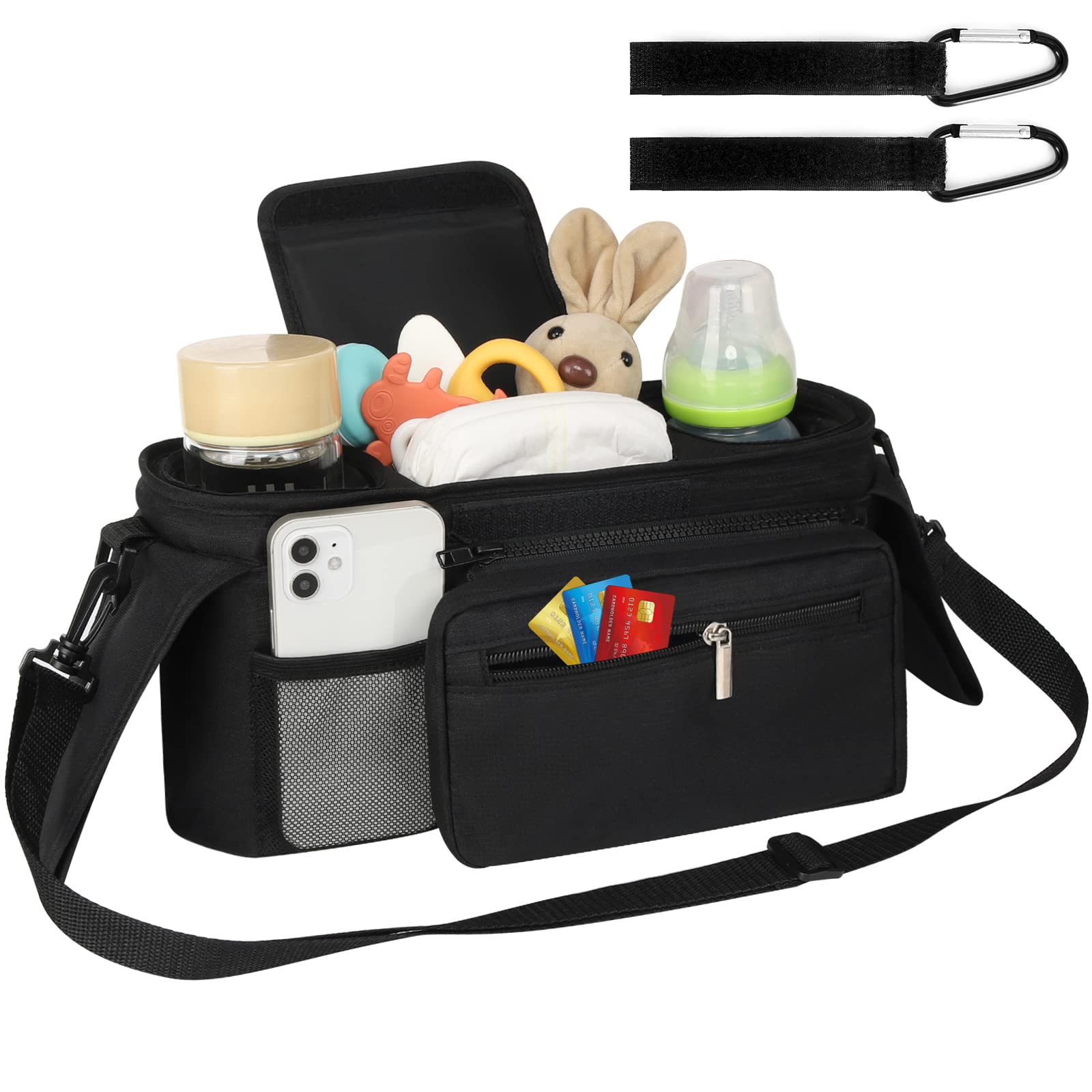 Accmor detachable phone bag for stroller organizer keeps essentials handy.